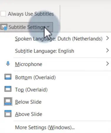 How to set up subtitles in a PowerPoint presentation | Splaitor