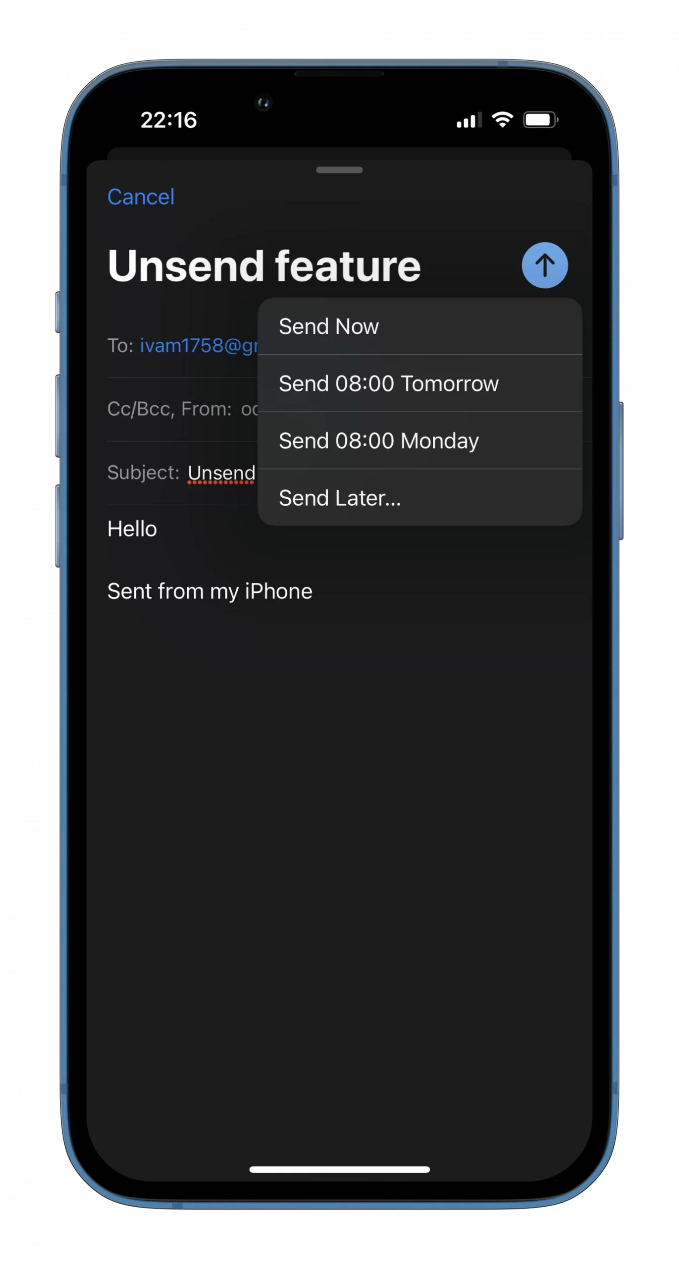 how to unsend email in mail app iphone